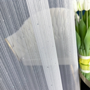 VORHANG MIT NATÜRLICHEM GEWEBE, HÖHE 3,00 M, WEIß MIT PAILLETTEN