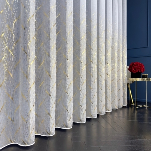 GARDINE MARKIZETTE NATURAL HÖHE 3,00 M MIT GOLDENEM DRUCK