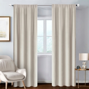 FERTIGE GARDINEN 140 X 250 CM MIT KRÄUSELBAND BASIC BOHO BEIGE / KASCHMIR