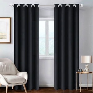 FERTIGE GARDINEN 140 X 260 CM AUF ÖSEN BASIC SCHWARZ