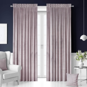 GARDINEN MIT BAND 140X250 HOLLAND VELVET SCHMUTZIGES PUDER-ROSA