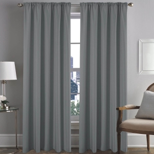 FERTIGE GARDINEN 140 X 250 CM MIT KRÄUSELBAND BASIC GRAU