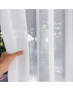 MATTE BATIST-LEINEN GARDINE, HÖHE 3,05 M, WEISS