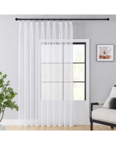 FERTIGGARDINE AUS VOILE WEIß 300 X 250 MIT KRÄUSELBAND