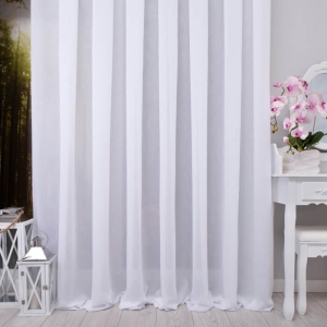 GLATTE GARDINE ETAMINE - BATIST-LEINEN, HÖHE 3,00 M, WEISS